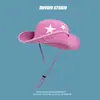 Estrela americana de cinco pontas Chapéu de pescador jeans infantil verão chapéu retrô lavado chapéu de sol para viagem ao ar livre atacado