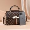 Bolsa de Mujer de Comercio Exterior Vintage Moda Bolsa de Mujer Bolsa Portátil de Hombro Cruzada Estampada Portátil Pequeña Cuadrada