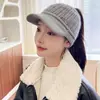 Novo chapéu de copa vazio feminino outono e inverno viagem quente casual chapéu de lã coreano corrida tricô tudo-em-um boné com aba moda