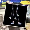 Brincos de Zircônia Borboleta Super Brilhantes Moda Agulha de Prata para Mulheres 2026 Novo Estilo Elegante Versátil Coreano Longos para Mulheres