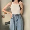 Camisola de Tricô Branca para Mulheres, Peça de Roupa de Verão com Design Único, Estilo Curto para Usar em Camadas, Top Sem Mangas
