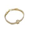 Pulsera de oro real electrochapado de lujo ligero con circonita de diamantes completa para mujer, temperamento nicho, hebilla geométrica, pulsera ajustable, joyería de celebridad en línea