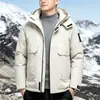 Inverno 2026 Novo Casaco de Penas Masculino Espesso com Capuz Removível Cor Sólida Casual Masculino Moda Versátil Aconchegante Outerwear