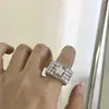 Anel de Cristal Ondulado Transparente Multicamadas Vintage Estilo Francês, Anel Aberto Ajustável, Anel Exquisito para Dedo Indicador para Mulheres