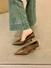Zapatos de tacón para mujer de punta fina y corte bajo, nueva colección primavera/otoño 2025, zapatos elegantes estilo francés sin cordones para el trabajo y el trayecto