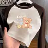 Ropa interior térmica de felpa cepillada para niñas, estilo nuevo Otoño Invierno, para niños medianos y grandes, camiseta de manga larga raglán cálida y elegante