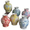 Nuevo Jarrón de Cerámica Pastel Estilo Chino, Recipiente de Porcelana Azul y Blanca para Arreglo Floral, para Entrada de Sala de Estar, Decoración de Escritorio para el Hogar, Jarrón de Flores de Peonía