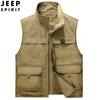 Chaleco suelto de invierno para hombre JEEP SPIRIT con forro polar, grueso, de doble cara, color liso, multibolsillos