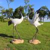 Simulação de guindaste ao ar livre, escultura, jardim, paisagem, jardim, jardim de pedras, piscina, decorações de pátio, guindaste branco, ornamentos de guindaste de coroa vermelha
