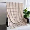 Nuevo Chal Bufanda Cálida de Cachemir a Cuadros Monocromático Unisex Moda Otoño e Invierno Bufanda de Borlas Versátil