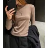Modal Cuello Alto Pequeño Color Liso Estilo Básico Capa Interior Capa Base Camisa para Mujer Versátil Simple Camiseta de Color Liso Prenda Exterior Top