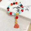 Não sou um deus de pulseira de atuação, pulseira feita por fã de Chen Ling, pulseira de mão com contas de borla de contas vermelhas estilo chinês novo atacado