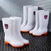 Botas de Lluvia Blancas HuiLi Zapatos de Grado Alimenticio Higiénicos Resistentes a Ácidos y Álcalis Zapatos de Goma Antideslizantes Zapatos de Agua Unisex Zapatos de Trabajo