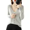 Cardigan de Punto Nuevo para Mujer Otoño Invierno Cuello en V Abrigo Delgado de Punto Suéter Manga Larga Suave y Esponjoso