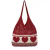 Nova Bolsa Simples de Tecido, Bolsa de Ombro de Grande Capacidade, Moda Versátil Estilo Coreano Celebridade da Internet, Bolsa de Crochê Vazada para Mulheres