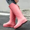 Botas de Lluvia de Caña Alta Transfronterizas para Hombres y Mujeres, Zapatos Impermeables para Uso en Exteriores, Botas Largas, Zapatos de Goma, Cubrezapatos Ligeros Antideslizantes, Tubo Largo