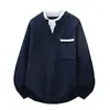 2026 Otoño Invierno Nuevo Jersey de Punto Color Block Estilo Joven Coreano Moda Color Contrastante Camisa Base Casual