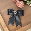Presilha de Cabelo Retrô com Laço Encaracolado para Mulheres Estilo Nicho Doce e Descolado Japonês Strass Coração Franja Lateral Acessórios de Cabelo