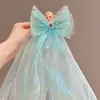 Pasador de Pelo para Niña Frozen Accesorios para el Cabello Niña Pequeña Elsa Princesa Pasador con Velito Lazo de Princesa Tocado de Gasa Flotante