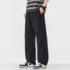 Ropa destacada para hombre / Pantalones casuales rectos holgados estilo americano de seda helada ligera de verano para hombre, pantalones holgados vintage de trabajo para hombre