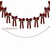 Guirnalda de campana de terciopelo de doble oreja con lazo de Navidad para decoración de pared de chimenea, decoración colgante de Navidad, decoración del hogar