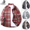 Camisa de Lana a Cuadros para Hombre Nueva Primavera y Otoño Retro Holgada Moderna Camisa a Cuadros Estilo Americano Moda Urbana Moderna Top