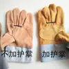 Guantes de protección laboral para soldador de soldadura corta de fábrica, cortos, cómodos, aislados, de piel de vaca, de lona, guantes de protección laboral