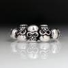 Anillo de calavera Rong Yu de estilo retro europeo y americano, personalizado para hombres y mujeres, joyería punk rock de Halloween, chapado en plata 925.