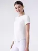 Top de Yoga Redondo de Verão, Fresco e Respirável, Manga Curta Antibacteriano 7A, Simples e Versátil, Camiseta Esportiva para Corrida com Bloqueio de Cores