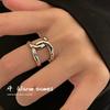 Anillo Geométrico Irregular Simple para Mujer con Líneas Cruzadas, Estilo Hip-Hop, Versátil, Anillo Abierto para Dedo Índice