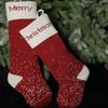 Bolsa de Regalo de Navidad Tejida de Amazon Calcetines Decorativos de Felpa Calcetín Navideño de Lana Colgante Carta Copo de Nieve Bolsa de Regalo