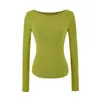 Otoño Invierno Ajuste Delgado Ropa Interior Camiseta de Manga Larga para Mujer Estilo Chica Picante Americana Un Hombro Hombro Recto Adelgazante Algodón Acrílico Cómoda Camiseta Base