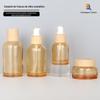 Conjunto de padrão de madeira para impressão por transferência de água redondo liso garrafa de vidro creme de água essência creme sub-frasco material de embalagem cosmética garrafa de sopro Tenghui