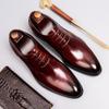 Zapatos de vestir nuevos para hombre, de piel de vaca auténtica, estilo británico, con punta de brock tallada, para negocios, tallas grandes.