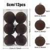 Amazon Transfronteiriça Novo Conjunto de 12 Bolas de Natal Aveludadas 6cm Enfeites para Pendurar na Árvore de Natal Bola de Plástico Bola Pendurada Decoração