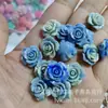 Laca Cor Coral Pó para Escultura Compactado Pó Estéreo Casca Flor Prensada Buraco Reto Flor Rosa Flor de Rosa Contas Acessórios para Joias DIY