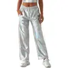 24 Pantalones Casuales de Explosiones Transfronterizas para Hombres y Mujeres Cuero Patentado Bronceado Pantalones de Fiesta Hip-Hop Callejero Pantalones Sueltos