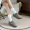 Zapatos Casuales sin Cordones de Cuero Genuino Gamuza Gris-Verde Estilo Cao Sanxi, Modelo Nuevo Zuecos Estilo Birkenstock