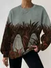 Outono 2025 Esportes Halloween Roupas Masculinas Moletom Gola Redonda de Tricô Waffle Único Marca Tendência Ins Nicho Top Moletom