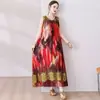 Novo Vestido de Algodão e Seda para Mulheres 2026, Moda de Verão de Alto Padrão, Corte Solto, Sem Mangas, Longo, em Algodão Artificial