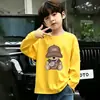 Camiseta de algodón puro de manga larga para niños de primavera y otoño, top holgado elegante para niños, camiseta básica versátil para niños mayores en primavera y otoño