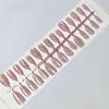 Uñas Postizas Combinadas Ojo de Gato Color Sólido Usables, Uñas de Manicura Color Sólido Blanqueadoras y de Alta Gama, Almendras Largas Removibles (30 piezas)