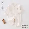 Ropa de bebé para otoño, mameluco suave de terciopelo para bebés, pijama base unisex para bebé, mameluco con apertura lateral tipo mariposa 6