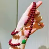 Cadena de collar de perlas Shijia roja de Año Nuevo vintage de alta calidad, cadena para la clavícula para mujer
