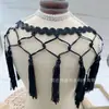 Qipao Estilo Chinês Tradicional com Renda, Borlas Cruzadas Amarradas e Franjas, Acabamento em Renda para Fantasias de Dança Latina, Acessórios Feitos à Mão