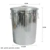 Cubo de Basura Galvanizado de Hierro de Gran Capacidad, Cubo de Basura para Exteriores con Tapa, Cubo de Almacenamiento Metálico de Doble Asa, Cubo de Almacenamiento de 55L