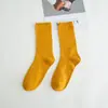 Calcetines para Mujer Transfronterizos, Calcetines de Color Sólido, Calcetines de Media Pantorrilla para Mujer, Calcetines Holgados Zhuji, Calcetines de Color Algodón de Azúcar para Mujer, Venta al por Mayor de Fábrica Coloridos