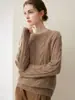 Nuevo Suéter de Punto Trenzado Cuello Redondo 100% Cachemira Pura Otoño/Invierno para Mujer, Estilo Holgado y Casual