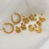 Brincos Circulares Europeus e Americanos Transfronteiriços de Aço Inoxidável Banhados a Ouro 18K para Mulheres, Brincos da Moda e de Alta Qualidade Atacado