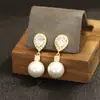 Elegantes Pendientes de Novia Sin Perforaciones, Pendientes Colgantes de Perla, Pendientes Geométricos con Piedras Incrustadas Doradas y Plateadas para Mujer